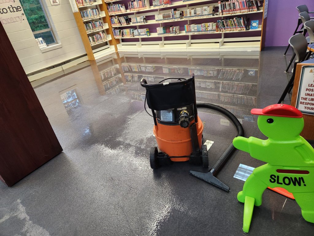 Nanuet Library teen room, after July 14 storm flooding.